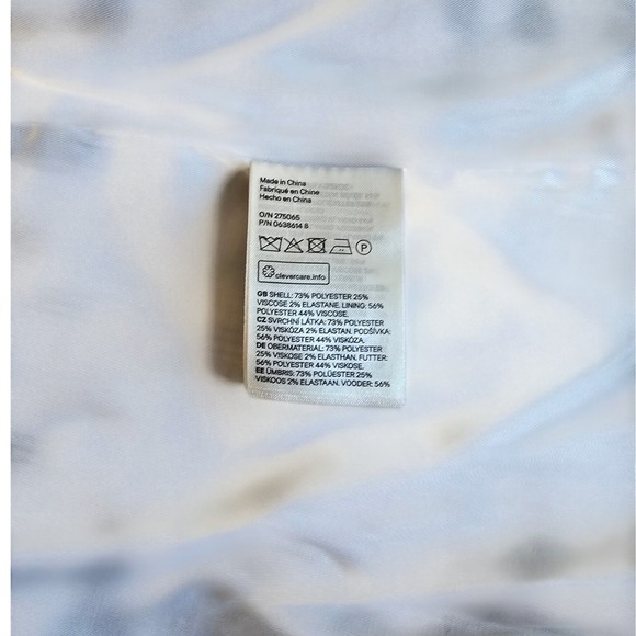 H&M Plaid Blazer Ruched Sleeve Open Front Women Size 6 Gray White - Picture 3 of 6